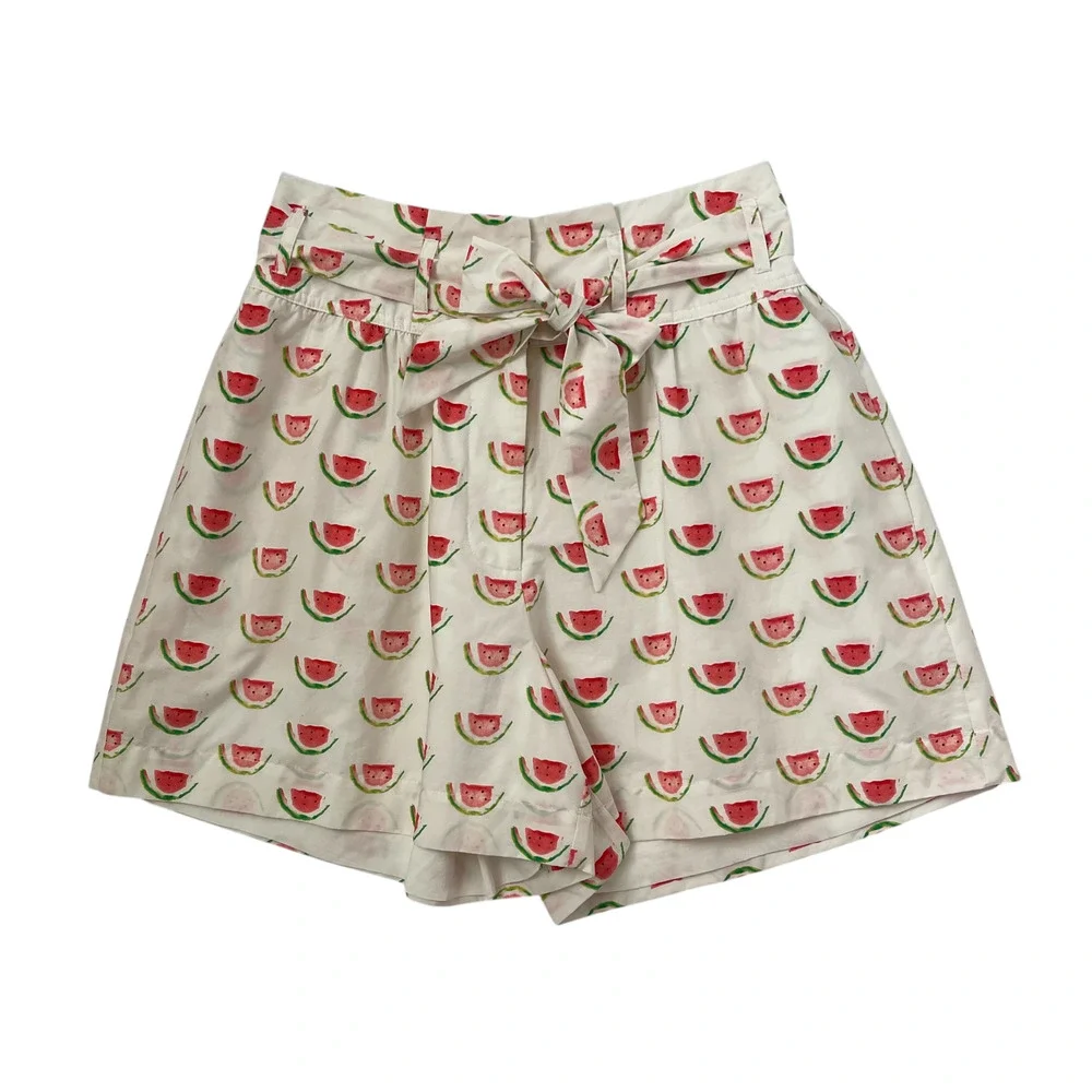 NWT Flora Bea NYC - Ambrose Watermelon Print Shorts - White Red Green - Size S